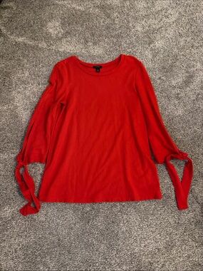 Halogen Red Long-Sleeve Tie-Sleeve Scoop Neck Tunic Medium